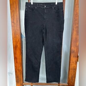 Talbots Flawless High Rise Barely Boot Curvy Black Denim Jeans Size 14